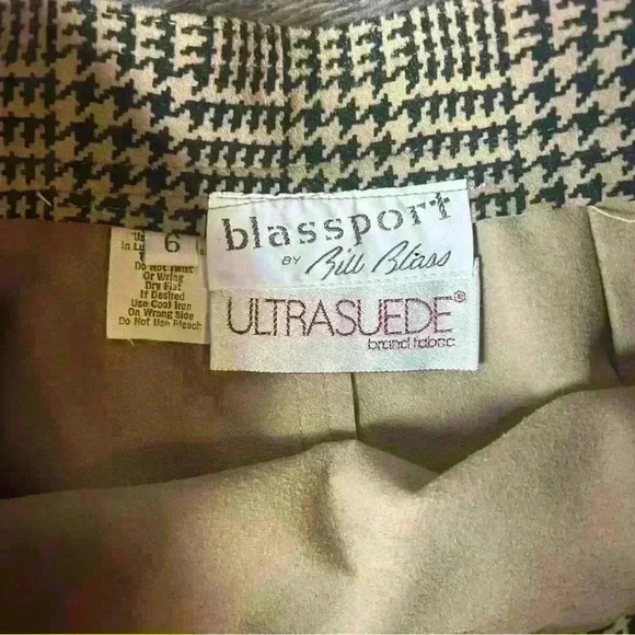 Vintage Houndstooth Ultra Suede Bill Blass Blassport Skirt Size 6 - Picture 3 of 7